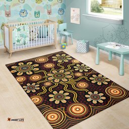 Area Rug Aboriginal Flower Dot Painting