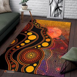 Aboriginal Area Rug Australia Indigenous Flag Circle Dot Painting Art Golden