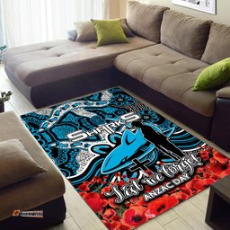 Sharks Area Rug ANZAC Day Poppy Flowers With Aboriginal