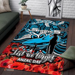Sharks Area Rug ANZAC Day Poppy Flowers With Aboriginal