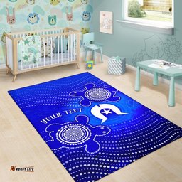 Custom Torres Strait Islanders Area Rug Torres Symbol With Indigenous Turtle