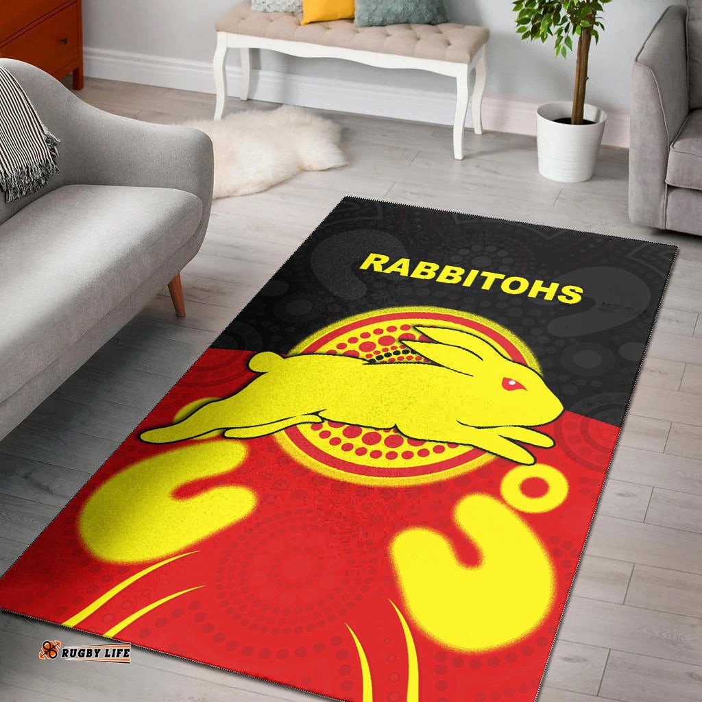 Rabbitohs Indigenous Area Rug Style Aboriginal Flag