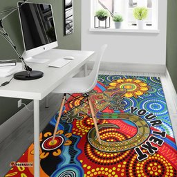 Custom Personalised Australia Lizard and Sun Area Rug Aboriginal Art Speical