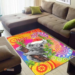 Custom Personalised Australia Koala Aboriginal Area Rug Rainbow Tie Dye Merry Christmas
