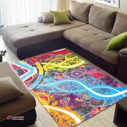 Aboriginal Art Colorful Vibes Area Rug Indigenous