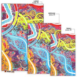 Aboriginal Art Colorful Vibes Area Rug Indigenous