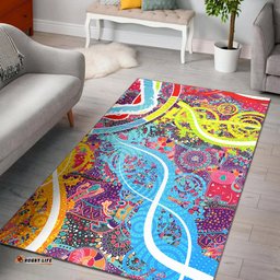 Aboriginal Art Colorful Vibes Area Rug Indigenous
