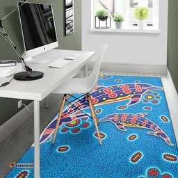 Aboriginal Area Rug Dreamtime Dolphin Aboriginal Style