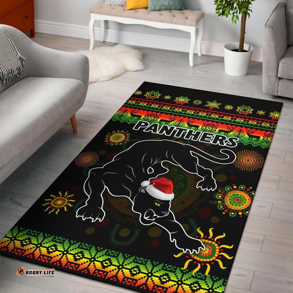 Penrith Panthers Christmas Area Rug Indigenous