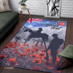 Custom ANZAC Day Area Rug Lest We Forget Vintage Poppies