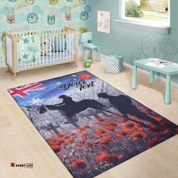 Custom ANZAC Day Area Rug Lest We Forget Vintage Poppies