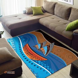 Area Rug Aboriginal Dot Painting Depicting Boat