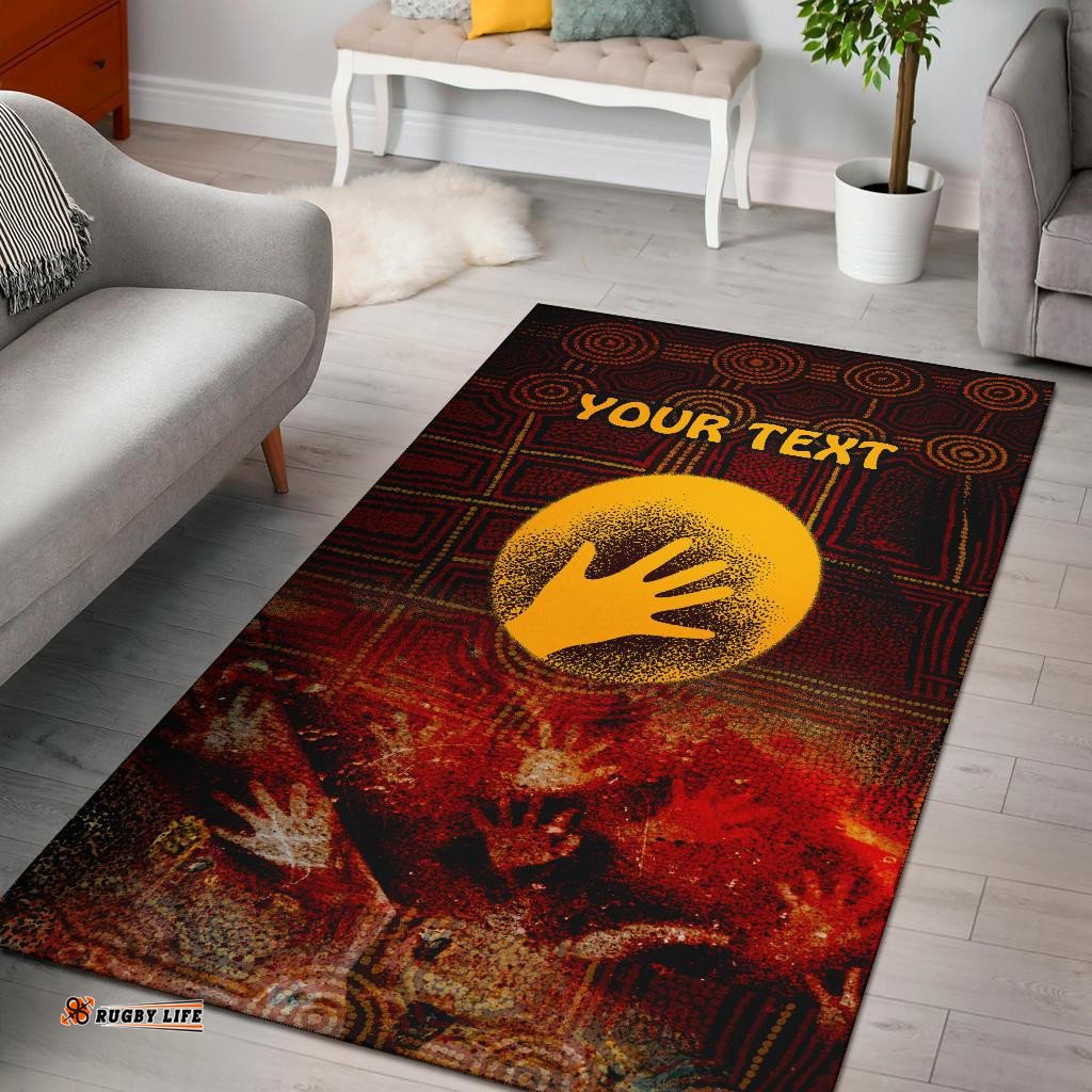 Custom Aboriginal Area Rug Indigenous Flag Hand Art
