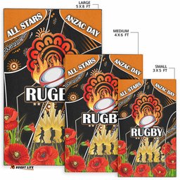 All Stars Rugby Area Rug ANZAC Rugby Ball In Fire Area Rug