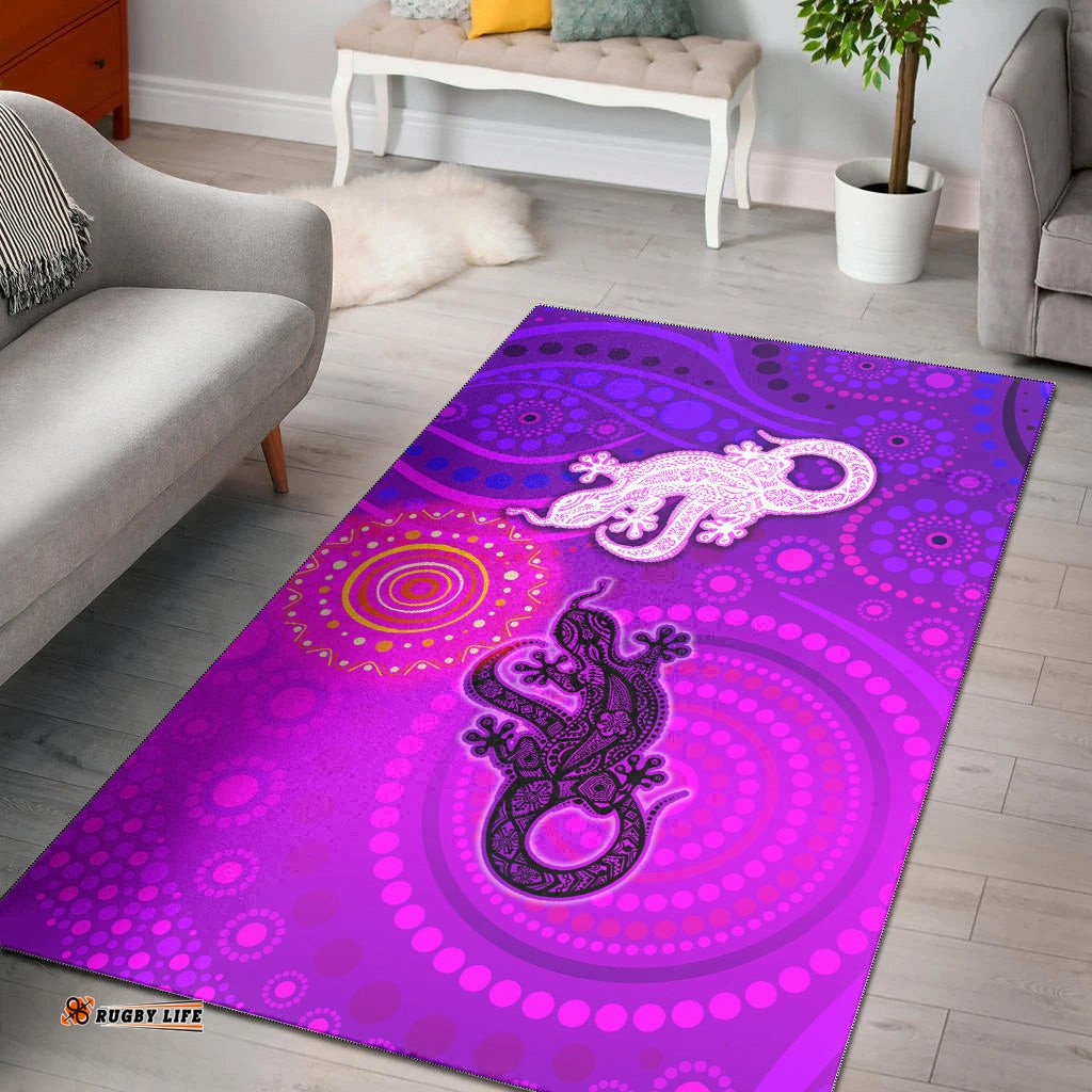 Aboriginal Art Lizards Area Rug Indigenous Unique Vibes