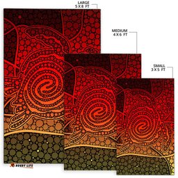Turtle Area Rug Aboriginal Red Style