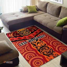 ANZAC Lest We Forget Poppy Area Rug New Zealand Maori Silver Fern Australia Aboriginal
