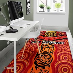 ANZAC Lest We Forget Poppy Area Rug New Zealand Maori Silver Fern Australia Aboriginal
