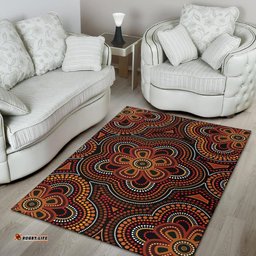 ABoriginal Area Rug Aboriginal Dot Painting Flowers Style Ver02