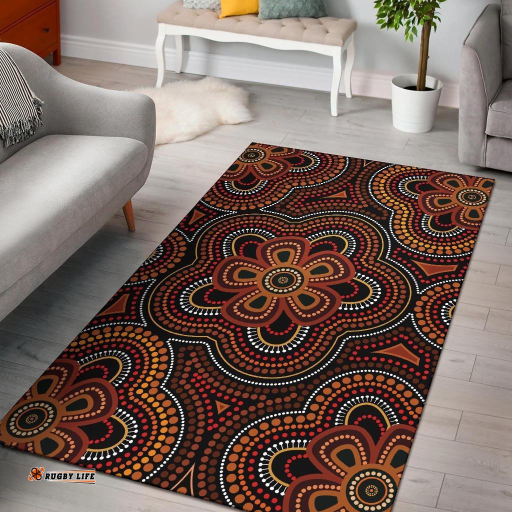 ABoriginal Area Rug Aboriginal Dot Painting Flowers Style Ver02