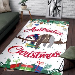 Australia Christmas Area Rug White Merry Christmas