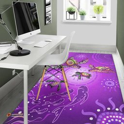 australian aboriginal area rug happy turtle family version purple tee aussie