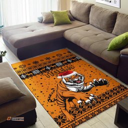 Wests Christmas Area Rug Tigers Unique Vibes Orange