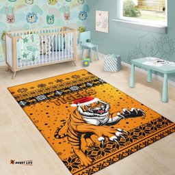 Wests Christmas Area Rug Tigers Unique Vibes Orange