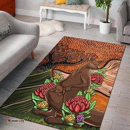 Aboriginal Area Rug Kangaroo With Indigenous Tree