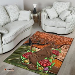 Aboriginal Area Rug Kangaroo With Indigenous Tree