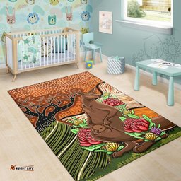 Aboriginal Area Rug Kangaroo With Indigenous Tree