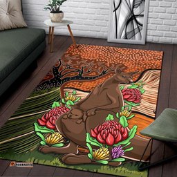 Aboriginal Area Rug Kangaroo With Indigenous Tree