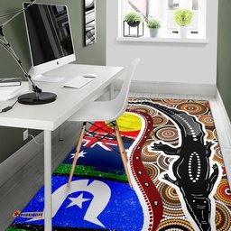 Area Rug Australian Aboriginal Crocodile With NAIDOC Flags