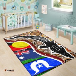 Area Rug Australian Aboriginal Crocodile With NAIDOC Flags