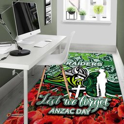 Raiders Area Rug ANZAC Day Poppy Flowers With Aboriginal