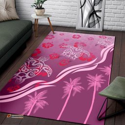 Pink Turtle Hibiscus Area Rug