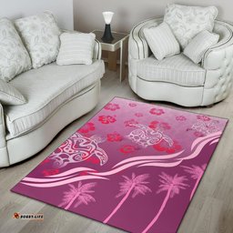 Pink Turtle Hibiscus Area Rug