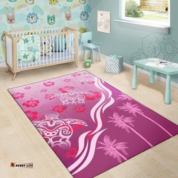 Pink Turtle Hibiscus Area Rug