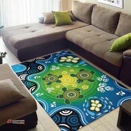 Aboriginal Area Rug Indigenous Green Turtle