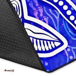 Aboriginal Area Rug Sea Turtle With Indigenous Patterns Blue