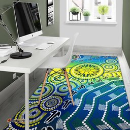 Aboriginal Area Rug Dot Painting Indigenous Circle Patterns