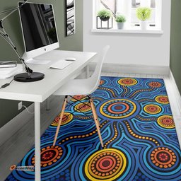 Aboriginal Area Rug Aboriginal Flower Blue Dot Painting Art
