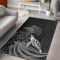Torres Strait Islands Area Rug The Dhari Mix Aboriginal Turtle Version Black