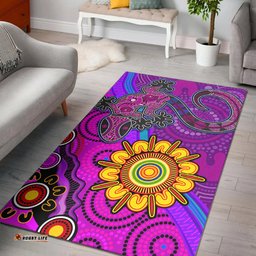 australia lizard and sun area rug aboriginal art purple tee aussie