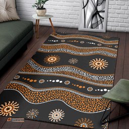 Aboriginal Area Rug Aboriginal Pattern Black Style
