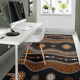Aboriginal Area Rug Aboriginal Pattern Black Style