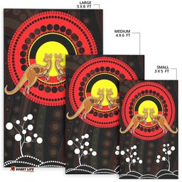 Aboriginal Area Rug Kangaroo and Aboriginal flag