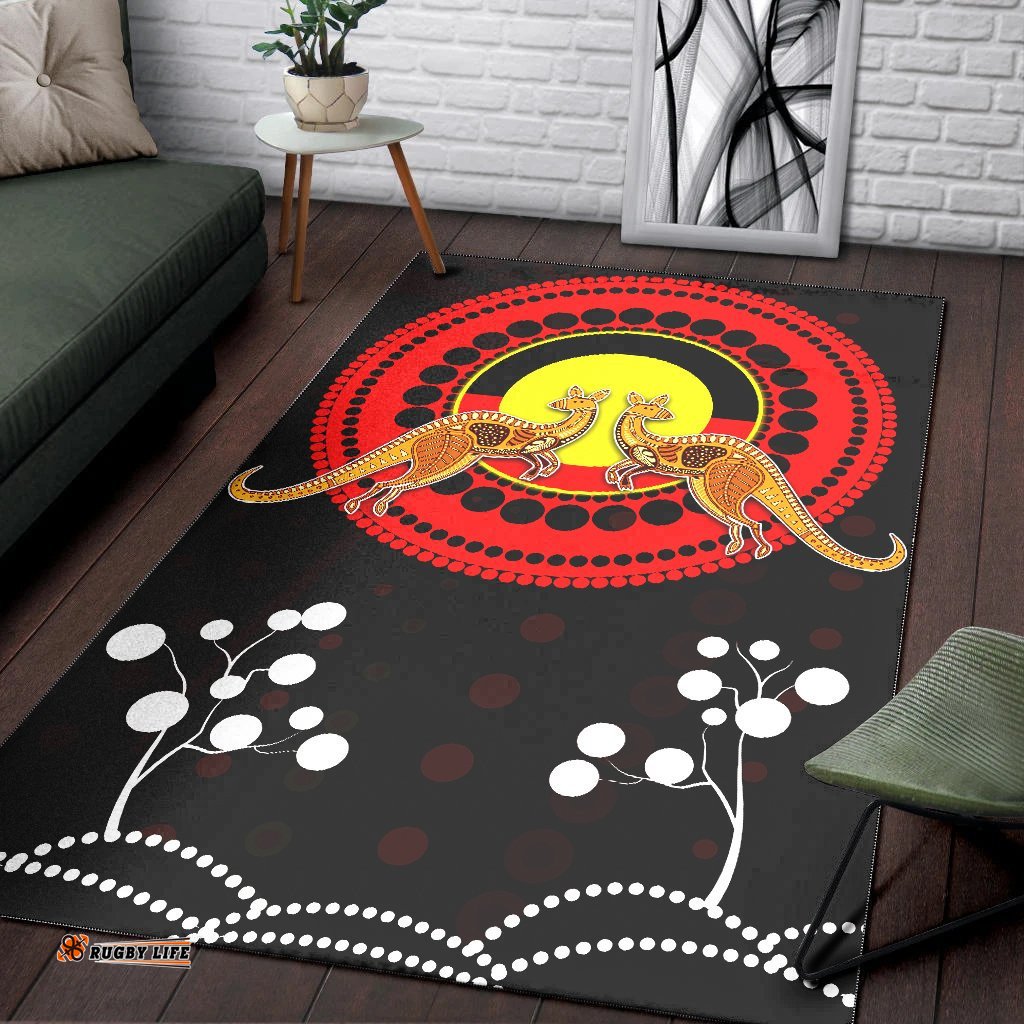 Aboriginal Area Rug Kangaroo and Aboriginal flag