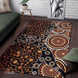Area Rug Aboriginal Dot Art Painting With Tree