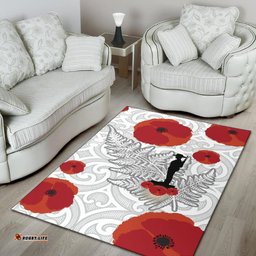 ANZAC Maori Area Rug Silver Fern Lest For Get